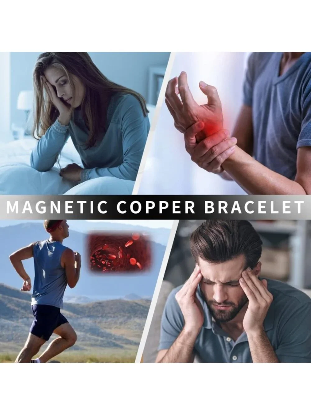 Adjustable Magnetic Copper Cross Bracelet for Men - Strength & Style Jewelry